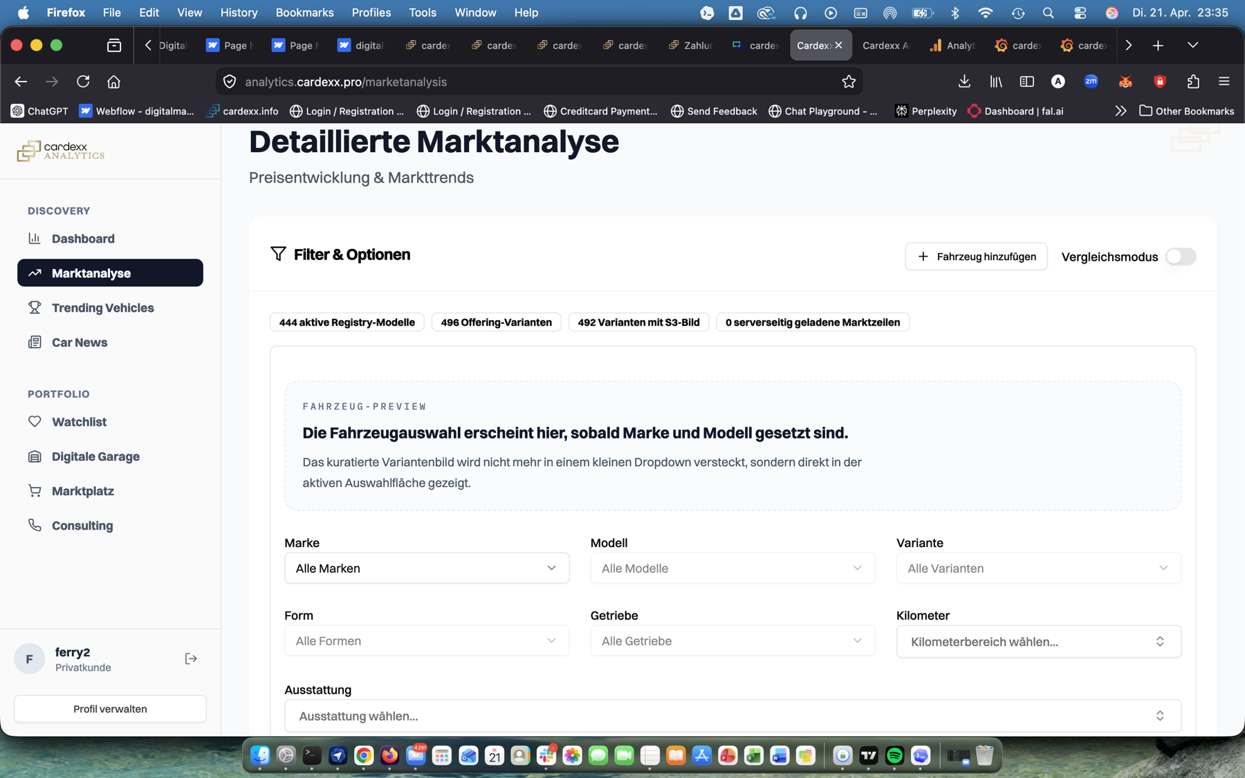cardexx ANALYTICS filters and options